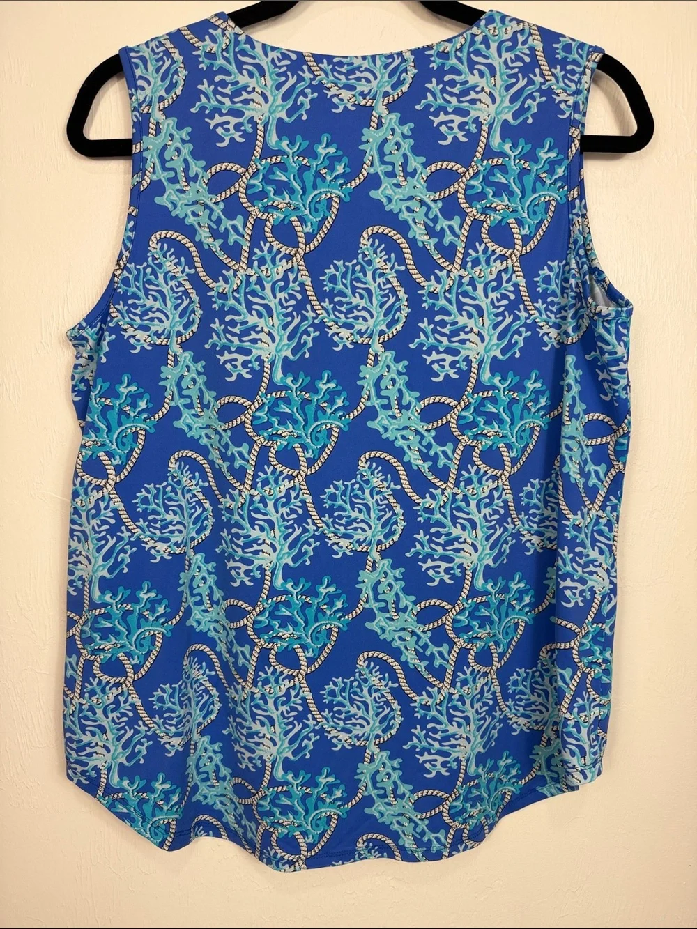 Lulu-B Coral Reef Rope Print Sleeveless Stretch Tank Top Blue Size L - Picture 3 of 9